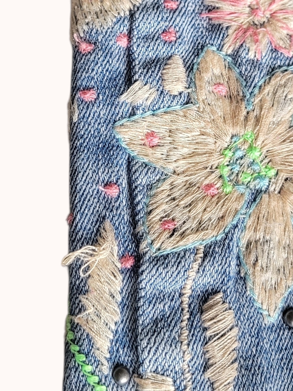 Lucky Brand Embroidered Floral Jeans Boho Festival Mid Rise 14 Straight Legend - Picture 10 of 12